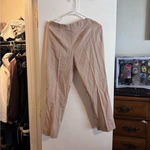 Beige Straight-Leg Pants